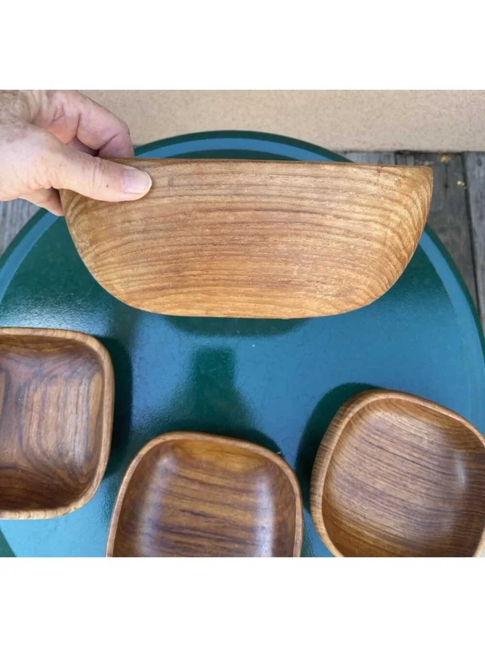 Teak Serving Salad Bowl 3 Individual Teak Bowls